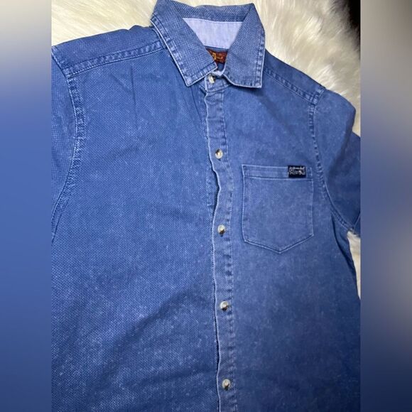 7 of all man kind textured chambray button up shirt sz medium - Picture 2 of 5